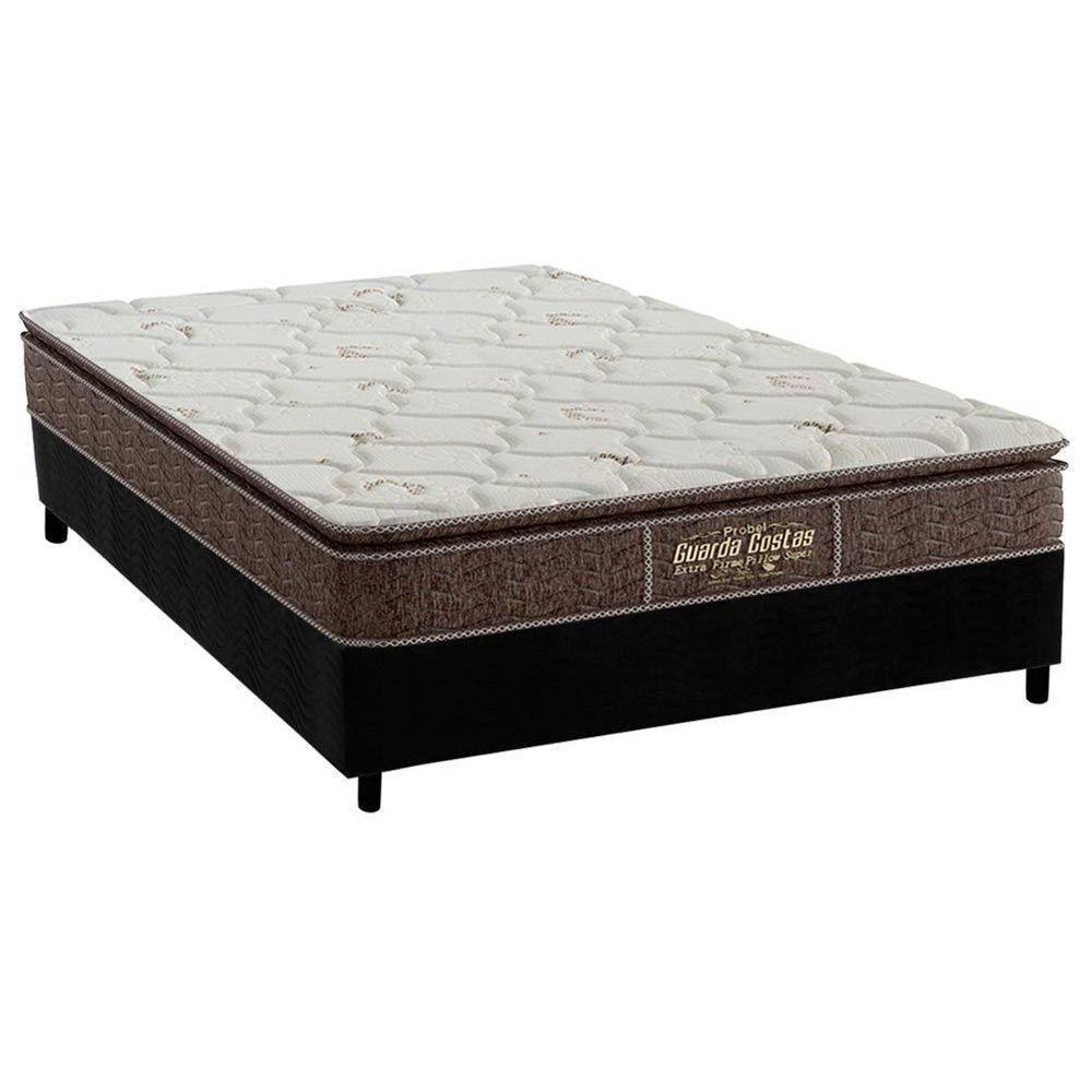 Cama Box Casal: Colchão Ortopédico Probel Guarda Costas Extra Firme + Base CRC Suede Black(138x188) - 1