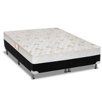 Cama Box Queen: Colchão Espuma Castor D28 Sleep Max + Base CRC Suede Black(158x198) - 1