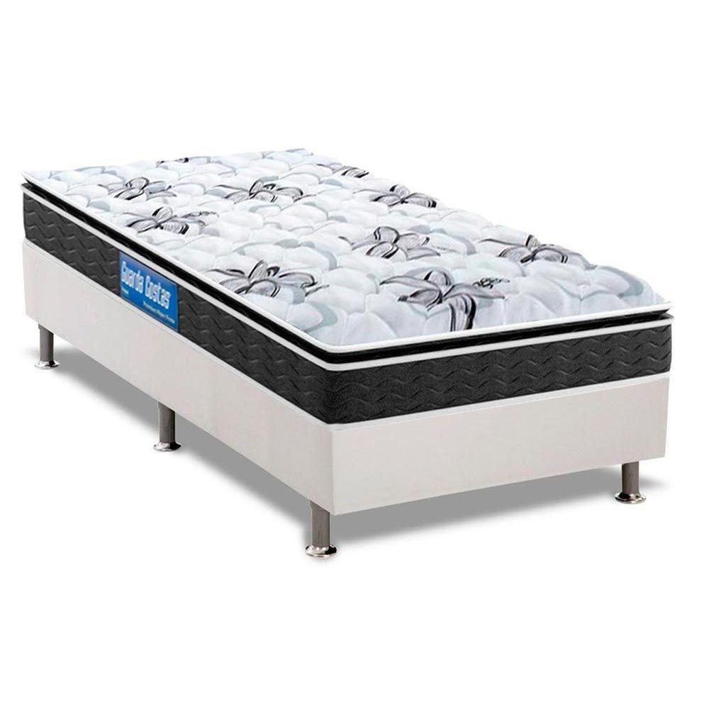 Cama Box Solteiro: Colchão Espuma Probel D40 Guarda Costas Premium Hiper Firme + Base CRC Courano White(88x188) - 1