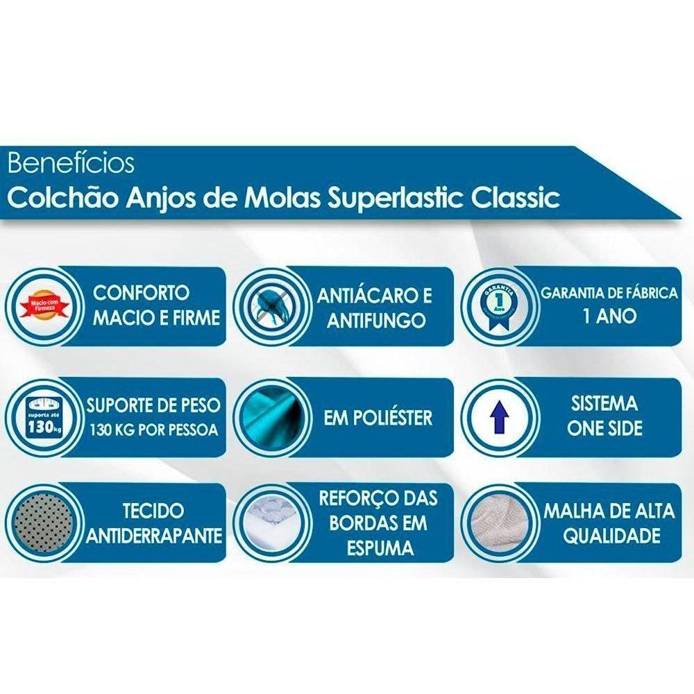 Cama Box Solteiro: Colchão Molas Anjos Superlastic Classic + Base CRC Courano White(88x188) - 2
