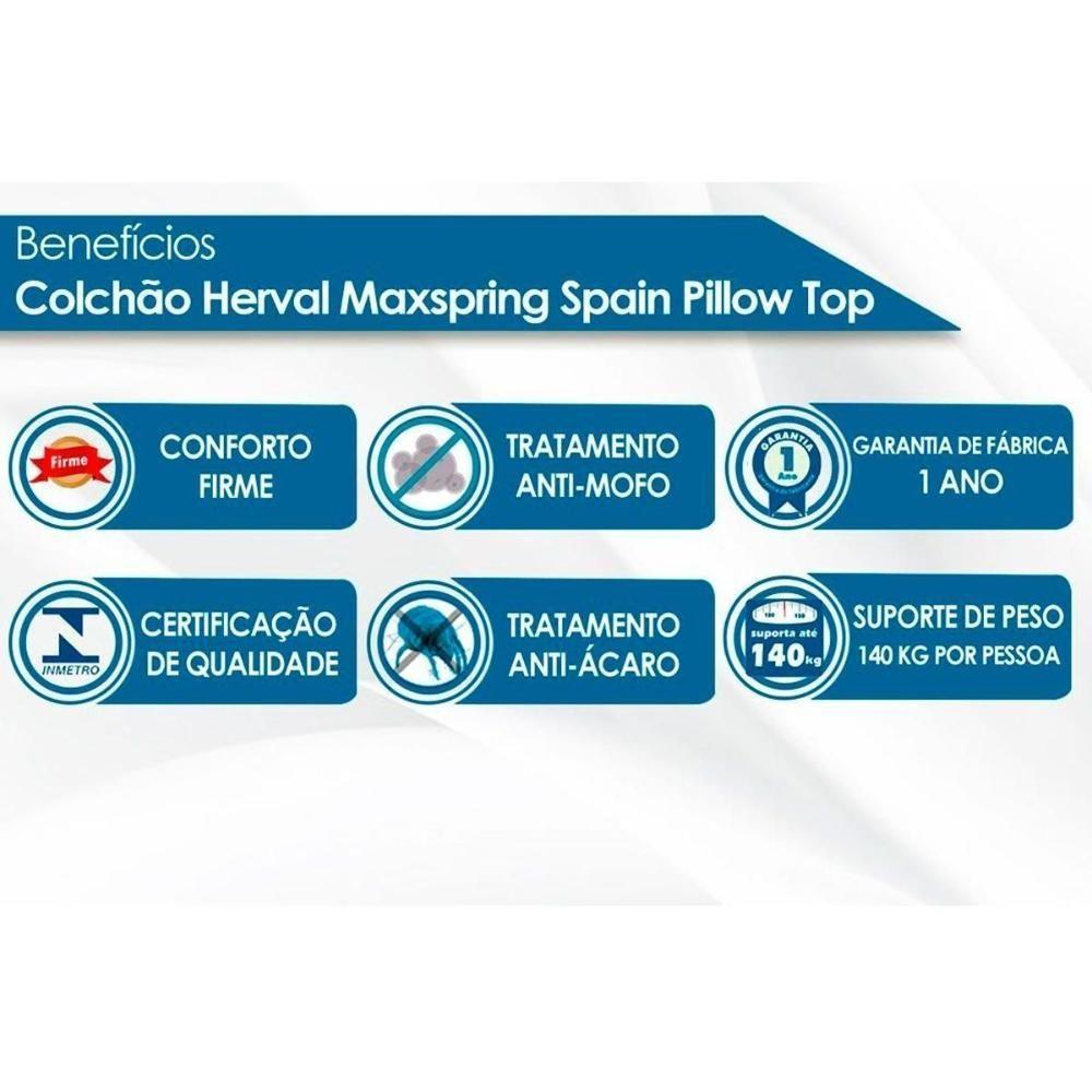 Cama Box Solteiro: Colchão Molas Herval Maxspring Spain + Base Crc Courano White(88X188) - 2