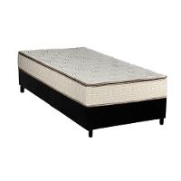 Cama Box Solteiro: Colchão Molas Luckspuma Bonnel Montreal Spring + Base CRC Suede Black(88x188) - 1