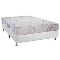 Cama Box Casal: Colchão Espuma D45 Luckspuma Gran Luck Floral Pró Saúde + Base CRC Courano White(138x188) - 1