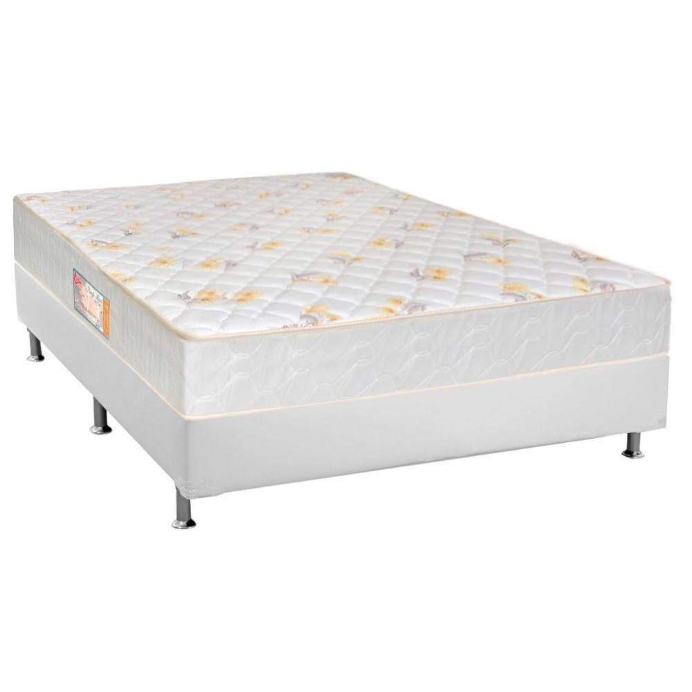 Cama Box Casal: Colchão Ortopédico Castor Sleep Firme + Base CRC Courano White(138x188) - 1