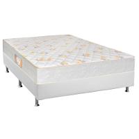 Cama Box Casal: Colchão Ortopédico Castor Sleep Firme + Base CRC Courano White(138x188) - 1