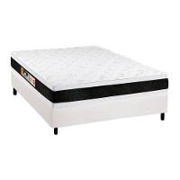 Cama Box Casal: Colchão Espuma D45 Castor Black e White AIR Double Face + Base CRC Courano White(138x188) - 1