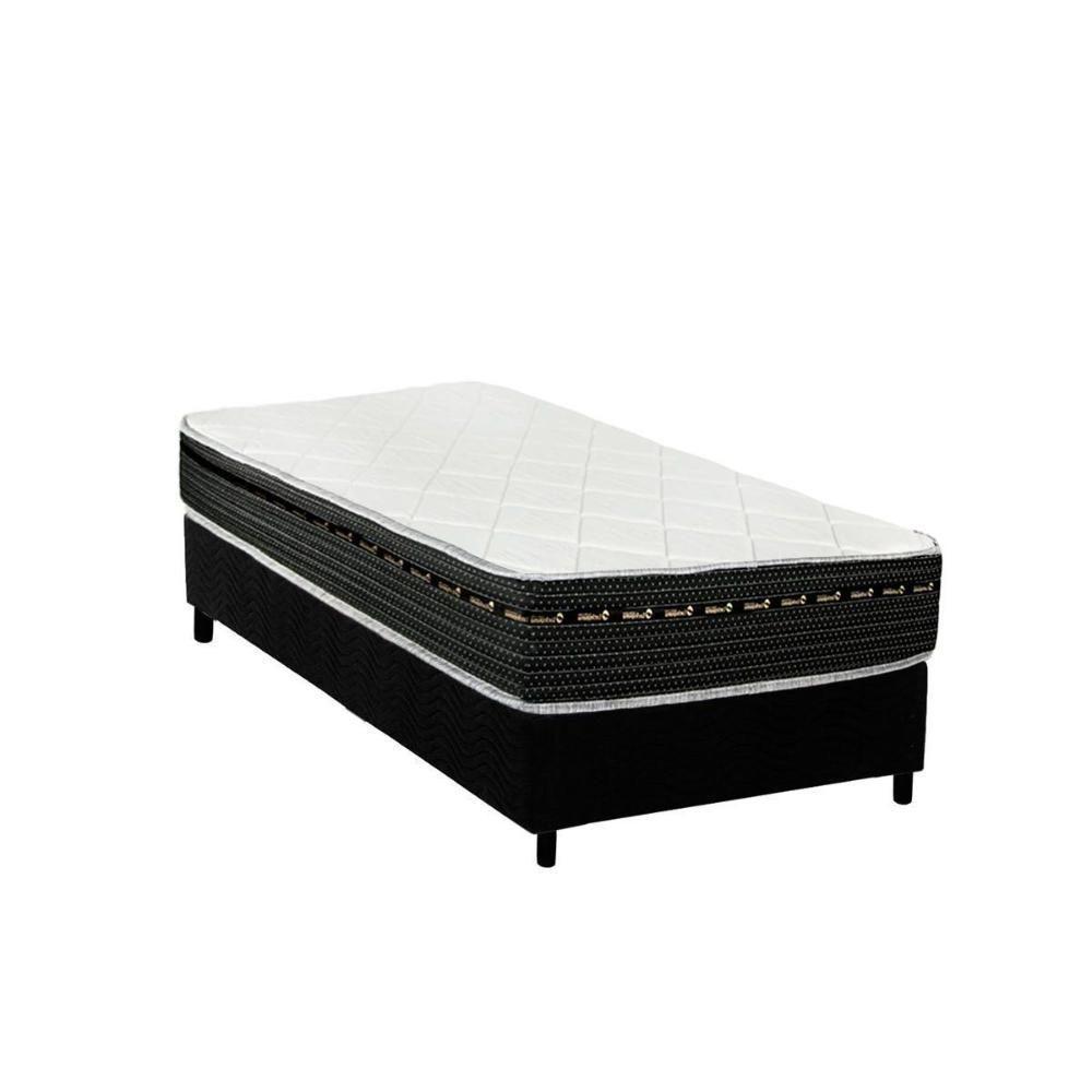 Cama Box Solteiro: Colchão Molas Bonnel Luckspuma Eagle Spring + Base CRC Suede Black(88x188) - 1