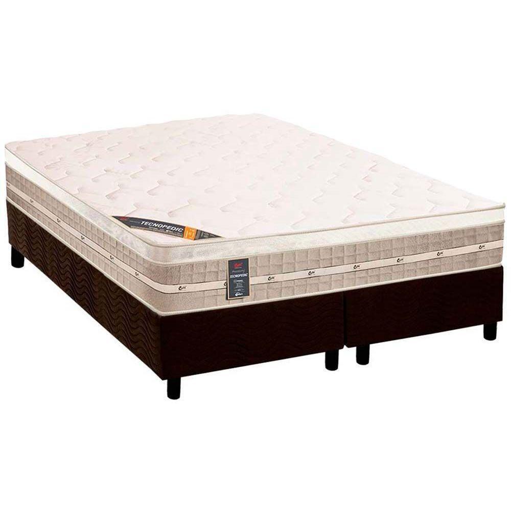 Cama Box Queen: Colchão Molas Bonnel Castor Tecnopedic Premium + Base CRC Suede Brown(158x198) - 1