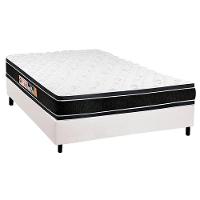 Cama Box Casal: Colchão Espuma D33 Castor Black e White + Base CRC Courano White(138x188) - 1