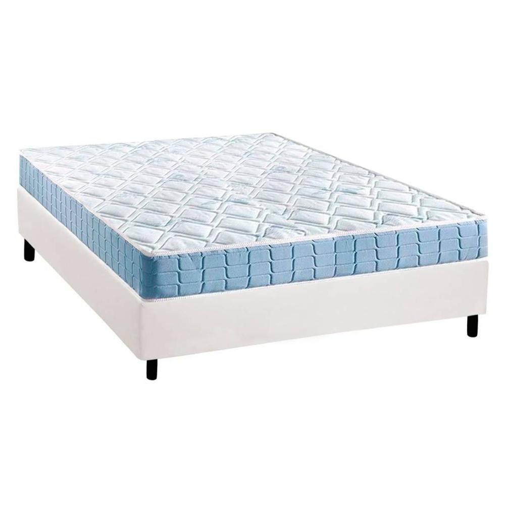 Cama Box Casal: Colchão Espuma Anjos Querubim + Base CRC Courano White(138x188) - 1