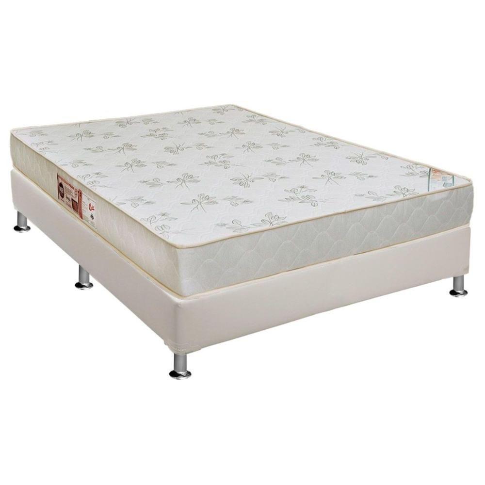 Cama Box Casal: Colchão Espuma D33 Castor Sleep Max Relax + Base CRC Courano White(138x188) - 1
