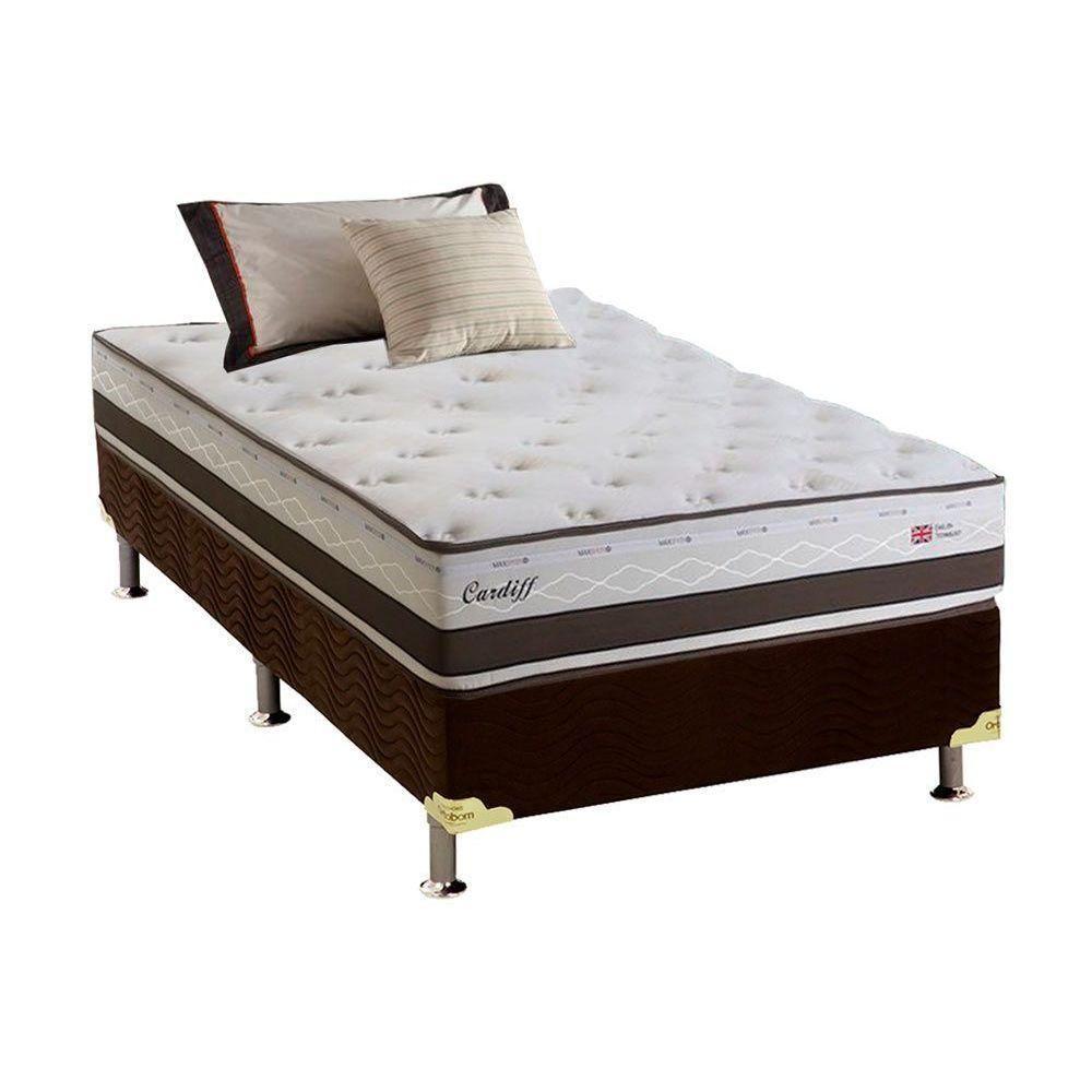 Cama Box Solteiro: Colchão Molas Herval Maxspring Cardiff + Base CRC Suede Brown(88x188) - 1