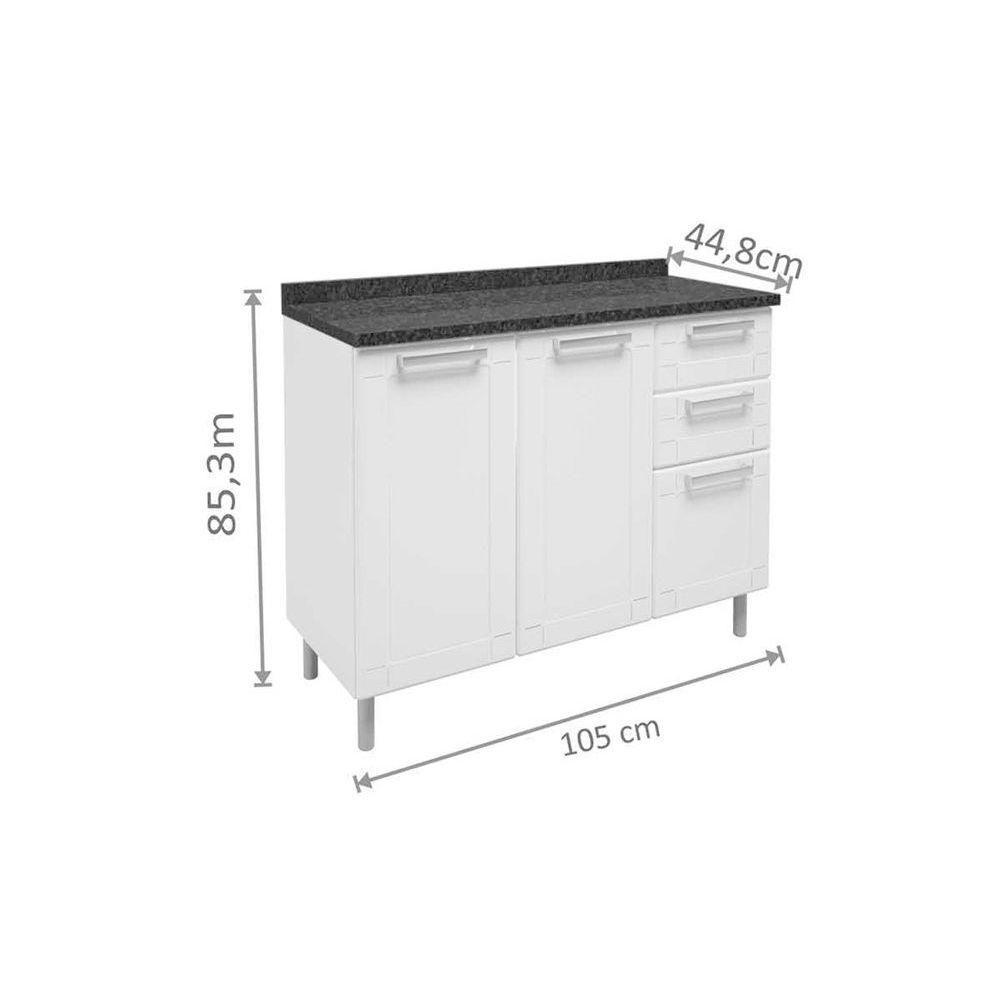 Cozinha Modulada Completa Múltipla 4 Peças (2 Armários + 1 Balcão + 1 Paneleiro) C4P83 Branco/Preto - Bertolini - 3