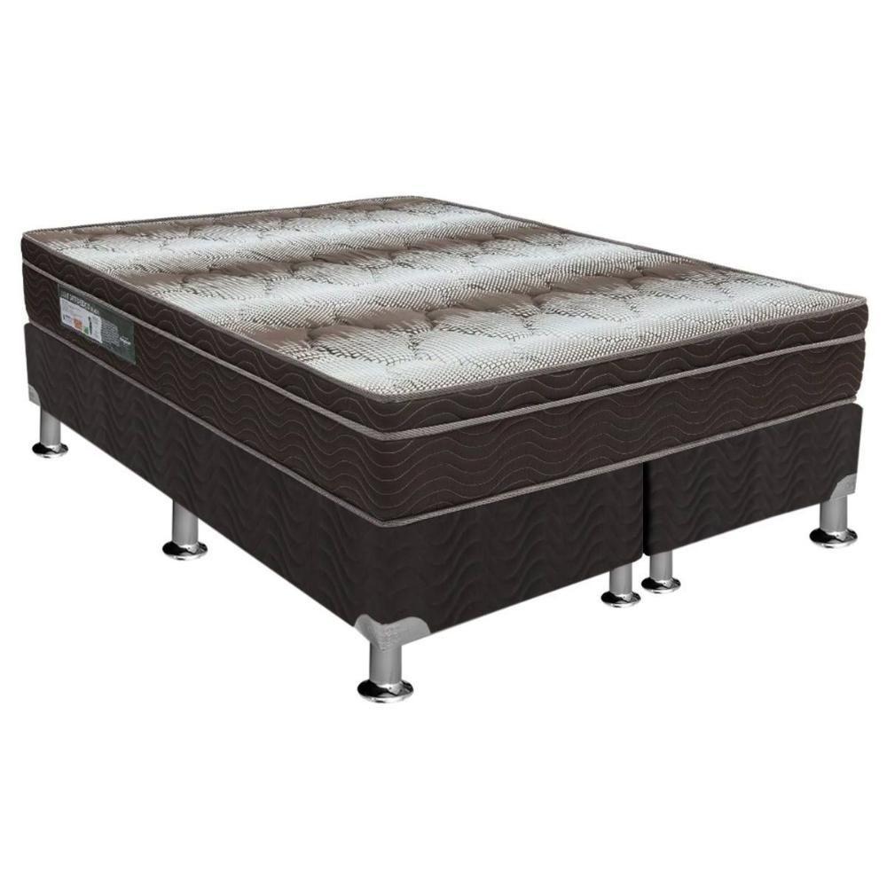 Cama Box Queen: Colchão Ortopédico Ortobom Light OrtoPillow + Base CRC Courano Black(158x198) - 1