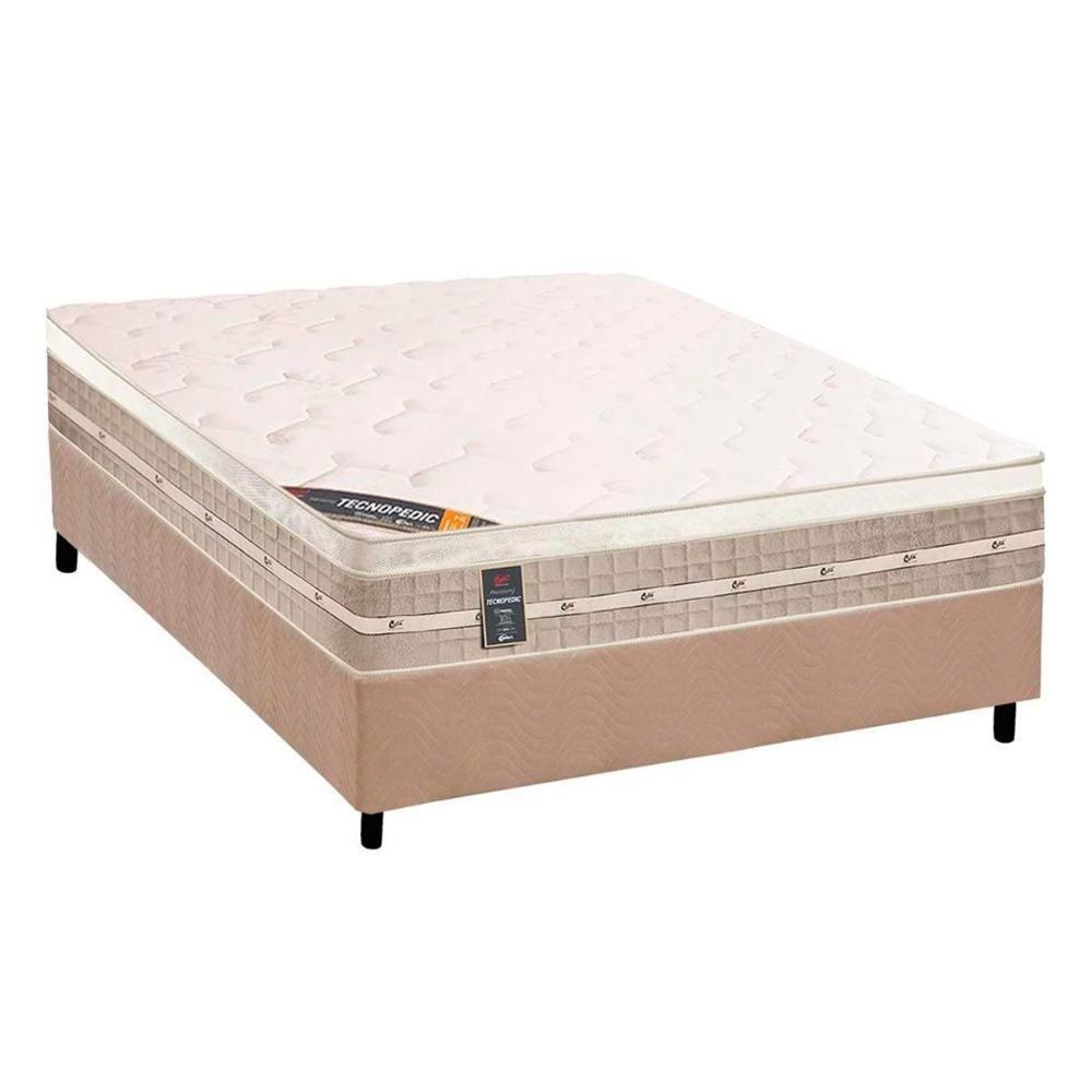 Cama Box Casal: Colchão Molas Bonnel Castor Tecnopedic Premium + Base CRC Suede Clean(138x188) - 1