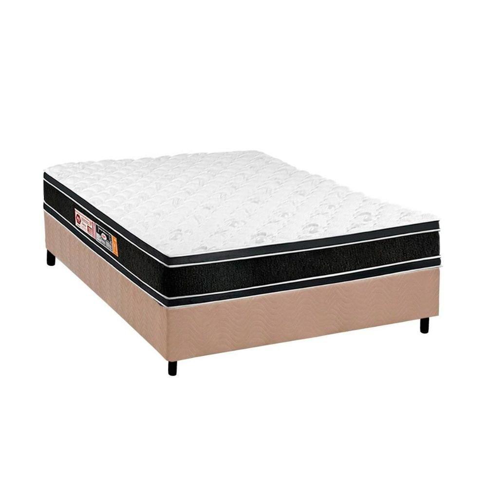 Cama Box Casal: Colchão Espuma D33 Castor Black e White Double Face + Base CRC Suede Clean(138x188) - 1