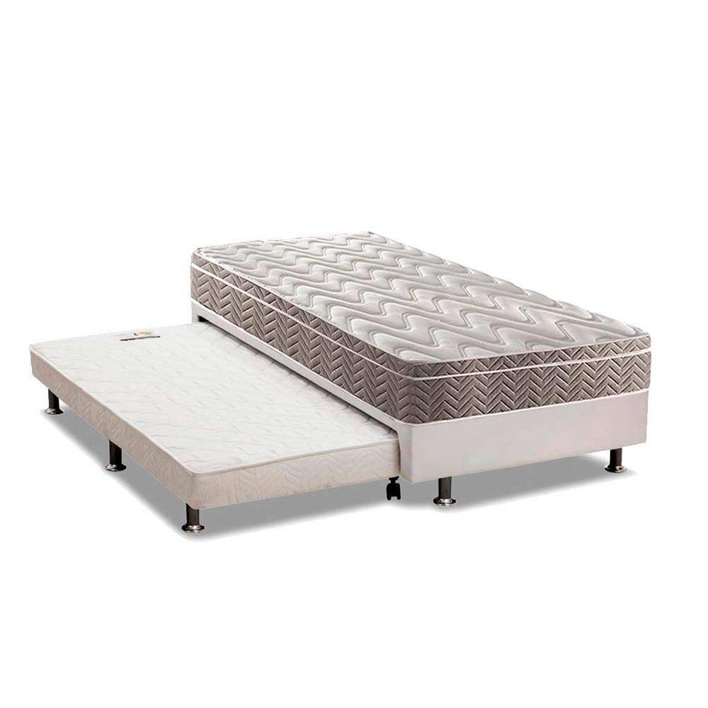 Cama Box c/Auxiliar Solteiro: Colchão Espuma Paropas D33 Confort Ultra Firme + Base CRC Courano White(88x188) - 1