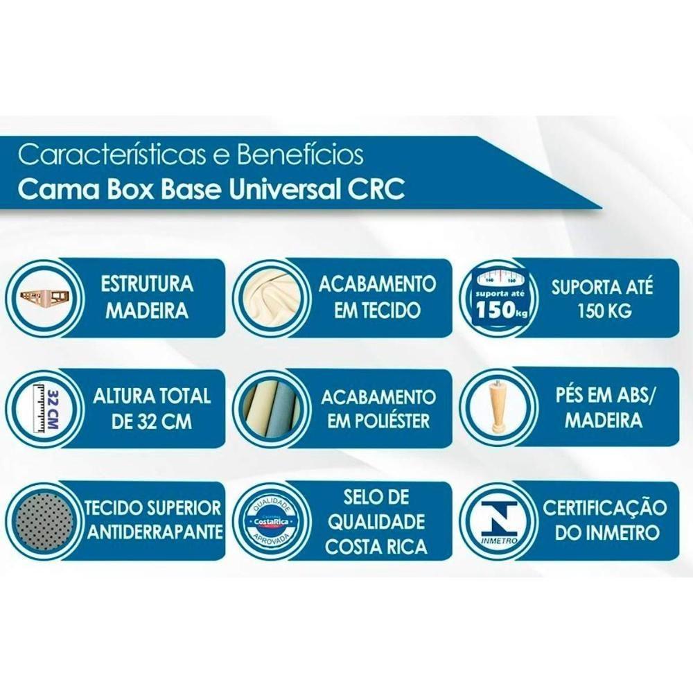 Cama Box Queen: Colchão Molas Bonnel Castor Tecnopedic Premium + Base CRC Suede White(158x198) - 2