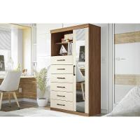 Cômoda De Quarto Marabá 1.6 C/ 1 Porta 2 Nichos E 6 Gavetas C/ Espelho Jatoba/areia Santos Andirá - 1