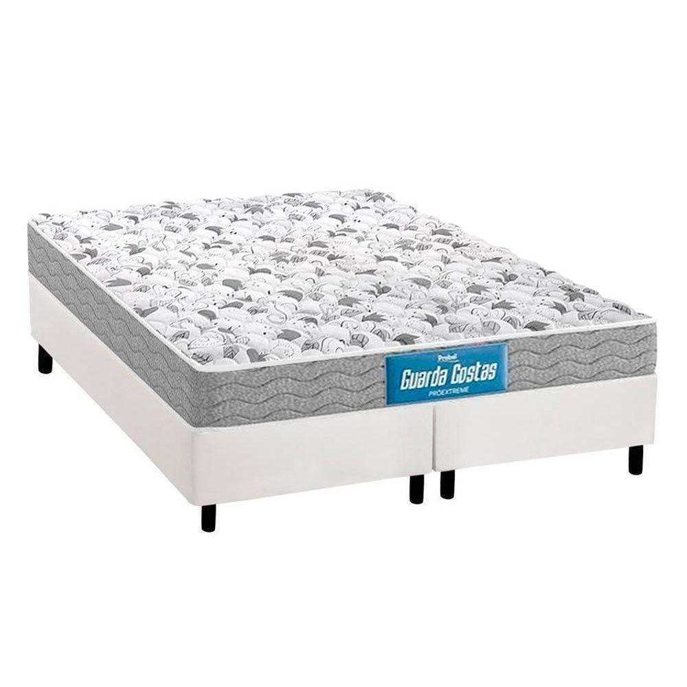 Cama Box Queen: Colchão Espuma Probel D45/EP Guarda Costas Próextreme Double Face + Base CRC Courano White(158x198) - 1