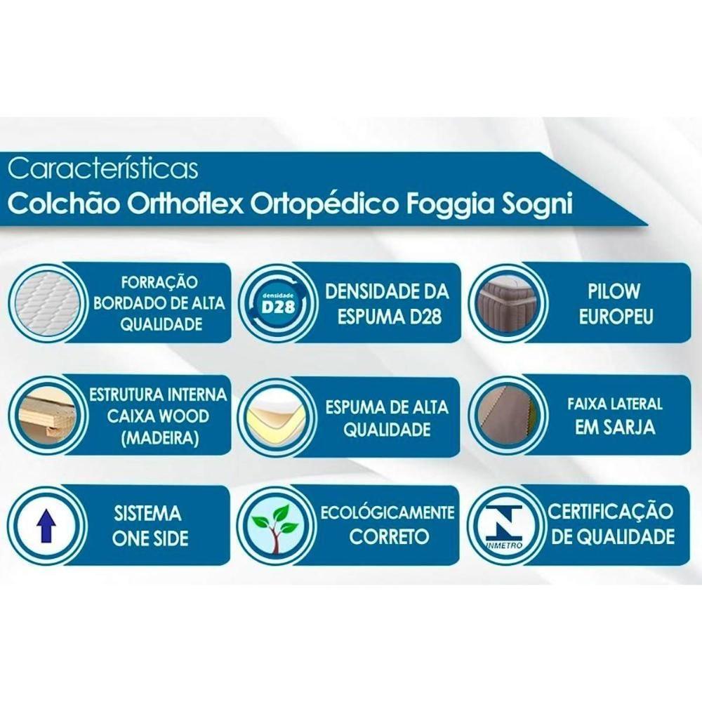 Cama Box Casal: Colchão Ortopédico Orthoflex Foggia Sogni Unic Face + Base CRC Suede Clean(138x188) - 7