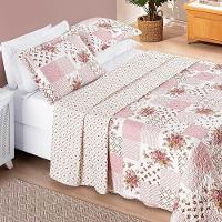 Colcha King Bouti Estampada Dupla Face 3 Peças - Rosa Matura - 1