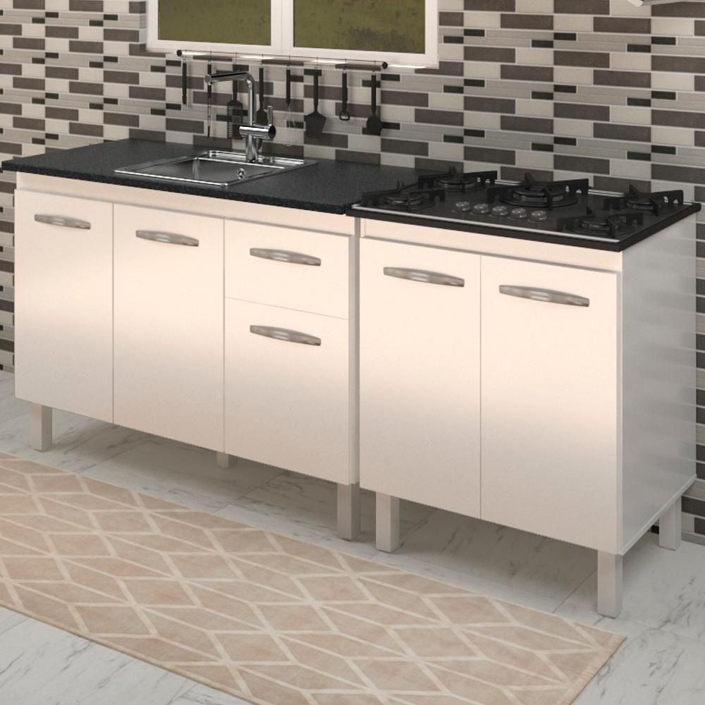 Balcao Pia 120cm E Cooktop 5 Bocas Mobbs Branco - 2