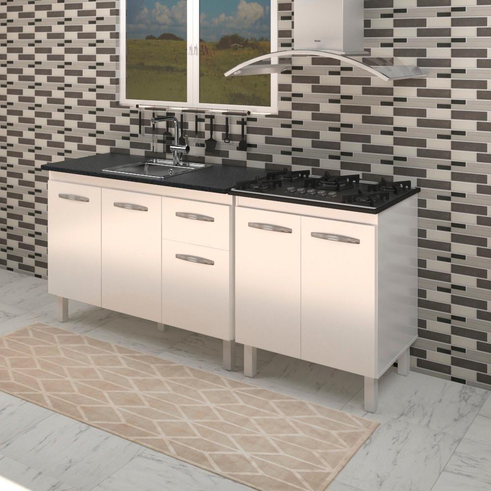 Balcao Pia 120cm E Cooktop 5 Bocas Mobbs Branco - 6