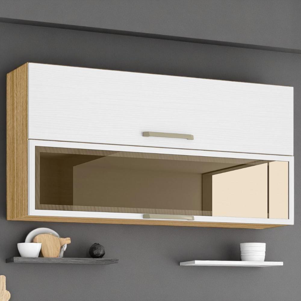 Armário 2 Basculante C/ Vidro 120 Cm Lapis Freijó Supremo - 1