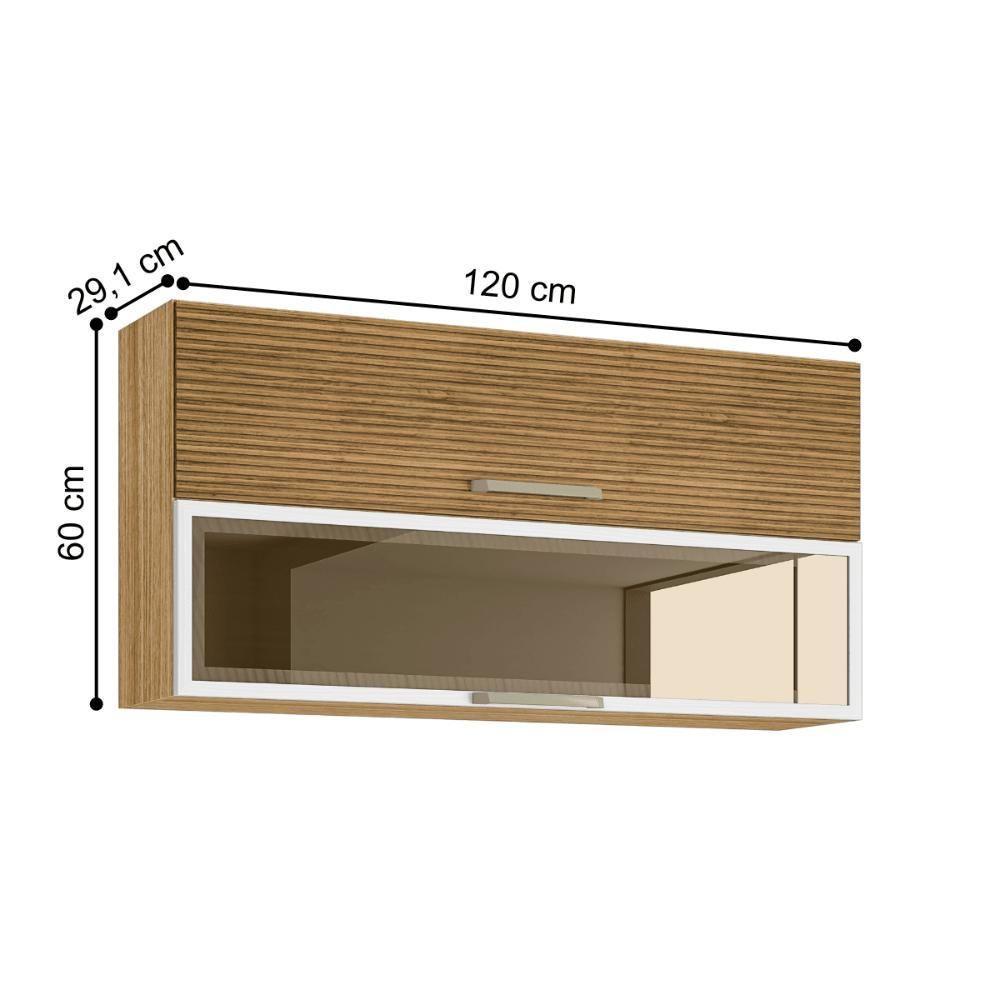 Armário 2 Basculante C/ Vidro 120 Cm Lapis Freijó Ripado Supremo - 3