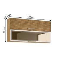 Armário 2 Basculante C/ Vidro 120 Cm Lapis Freijó Ripado Supremo - 3