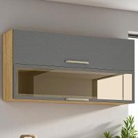 Armário 2 Basculante C/ Vidro 120 Cm Lapis Freijó Gris - 1