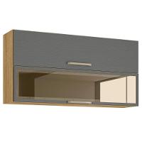 Armário 2 Basculante C/ Vidro 120 Cm Lapis Freijó Gris - 2