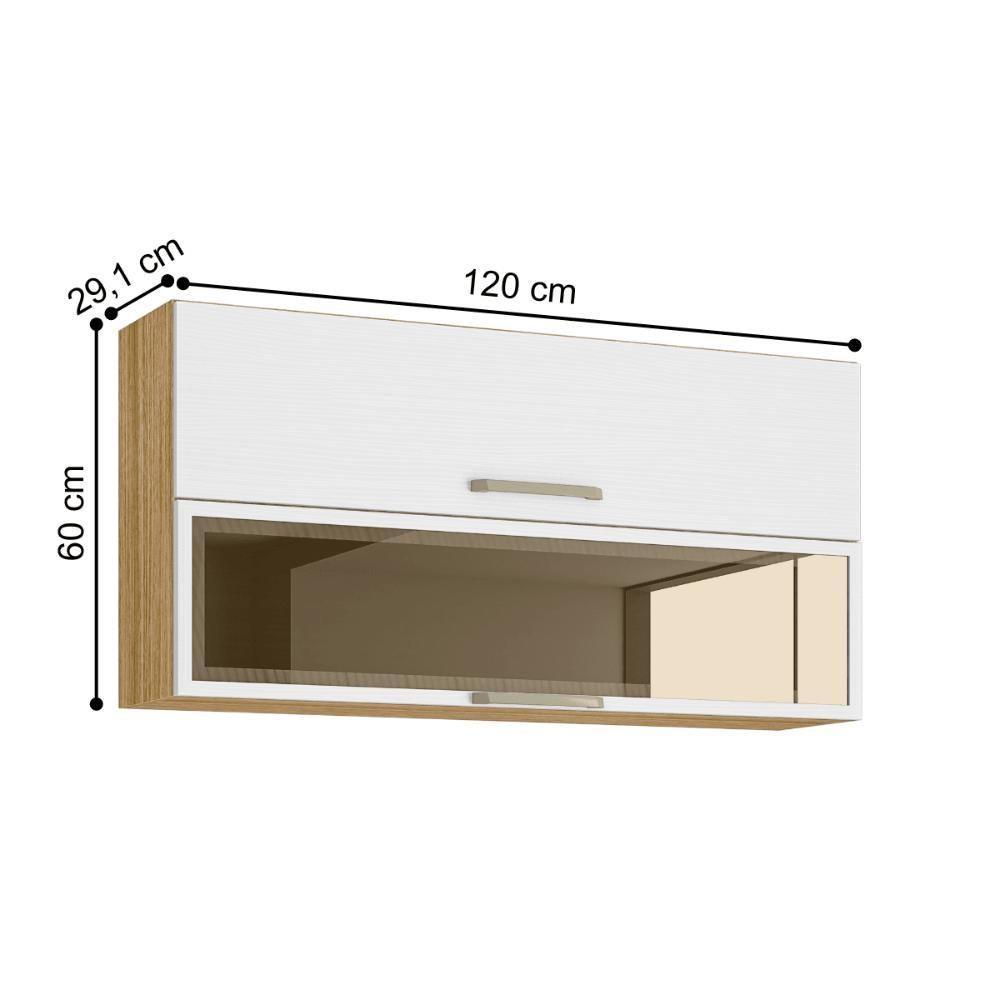 Armário 2 Basculante C/ Vidro 120 Cm Ametista Freijó Supremo - 3