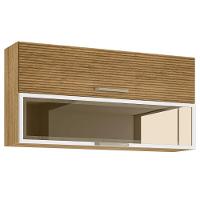 Armário 2 Basculante C/ Vidro 120 Cm Ametista Freijó Ripado Supremo - 2