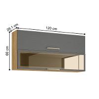 Armário 2 Basculante C/ Vidro 120 Cm Ametista Freijó Gris - 3