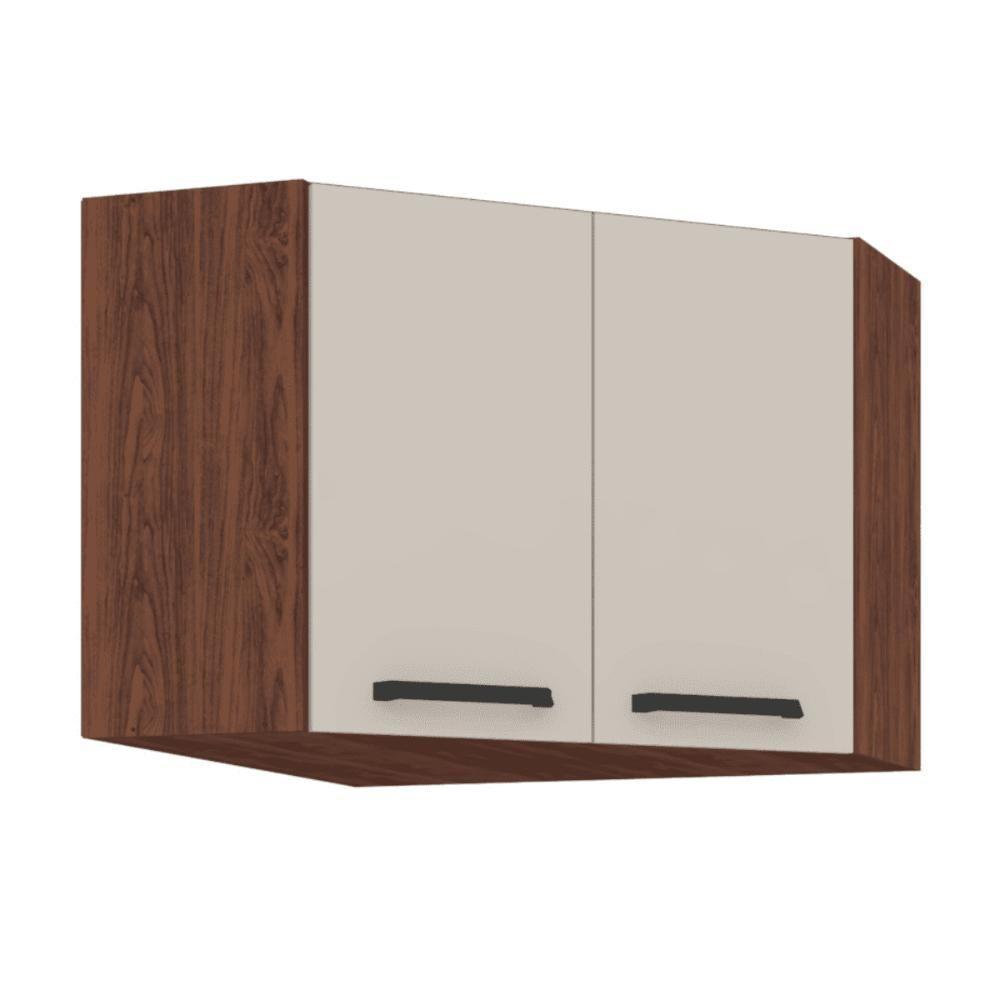 Armário Para Canto Obliquo Lapis Nogueira Off White - 3