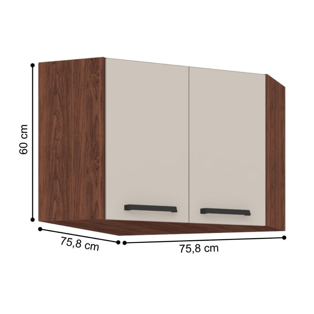 Armário Para Canto Obliquo Lapis Nogueira Off White - 4