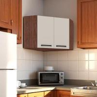 Armário Para Canto Obliquo Lapis Nogueira Off White - 1