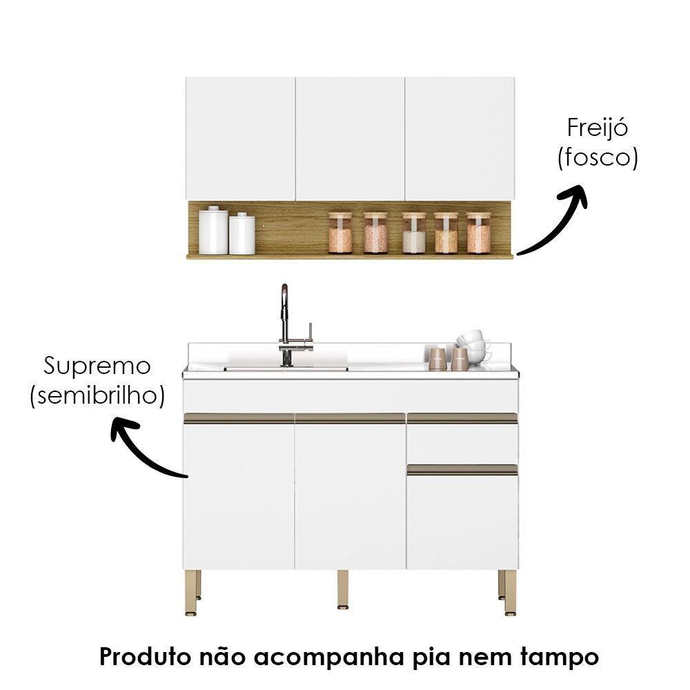 Balcão Para Pia E Armário Aéreo 120 Cm Line Supremo Ktp Supremo Cp Freijo - 5