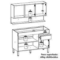 Balcão Para Pia E Armário Aéreo 120 Cm Line Supremo Ktp Supremo Cp Freijo