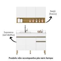 Balcão Para Pia E Armário Aéreo 120 Cm Line Supremo Ktp Supremo Cp Freijo - 5