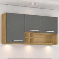 Armário Susp. 3 Portas 4 Gaveteiros 1,20 Lapis Freijó Gris - 1