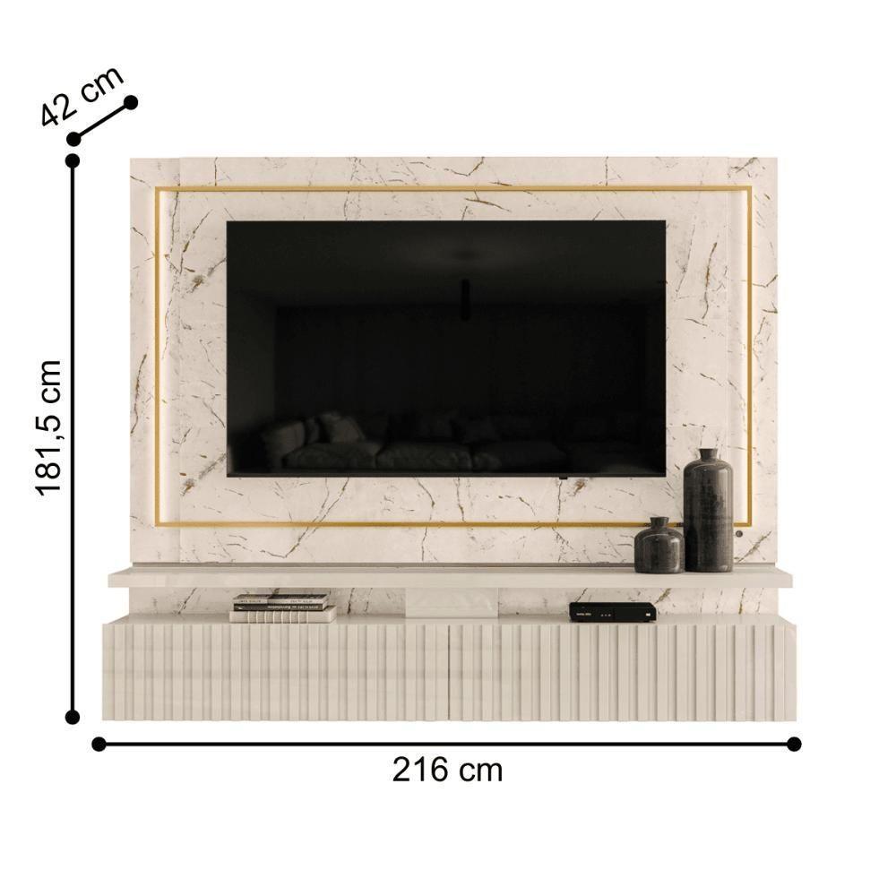 Bancada Suspensa Gaia Com Prateleiras Calacata/off-white - 2