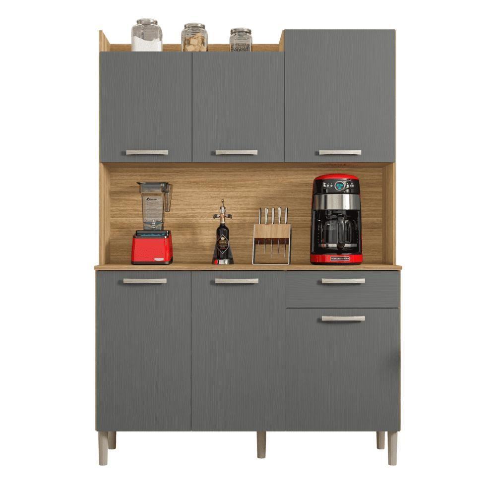 Conjunto Cozinha C/ Portas E Gavetas Verona Freijó / Gris - 2