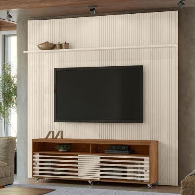 Conjunto Frizz Painel C/ Rack E Rodízios New Prestige Naturale/off-white