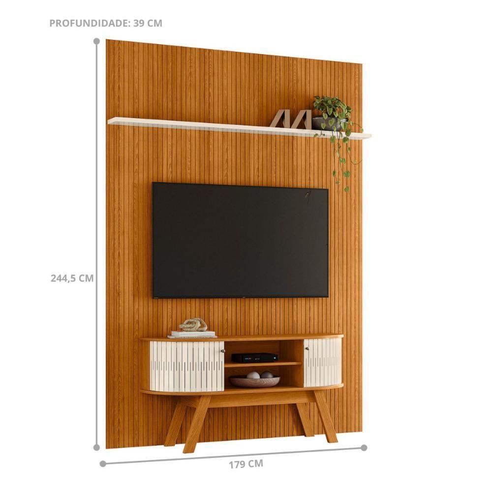 Conjunto New Silverstone Painel Com Prateleira E Rack Cinamomo/off-white - 3