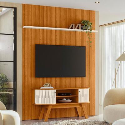Conjunto New Silverstone Painel Com Prateleira E Rack Cinamomo/off-white