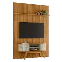 Conjunto New Silverstone Painel Com Prateleira E Rack Cumaru/opala - 2