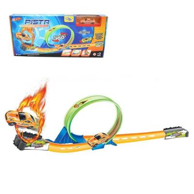 Pista Corrida Infantil Loop 360 Carro Fricção 95cm 13 Peças